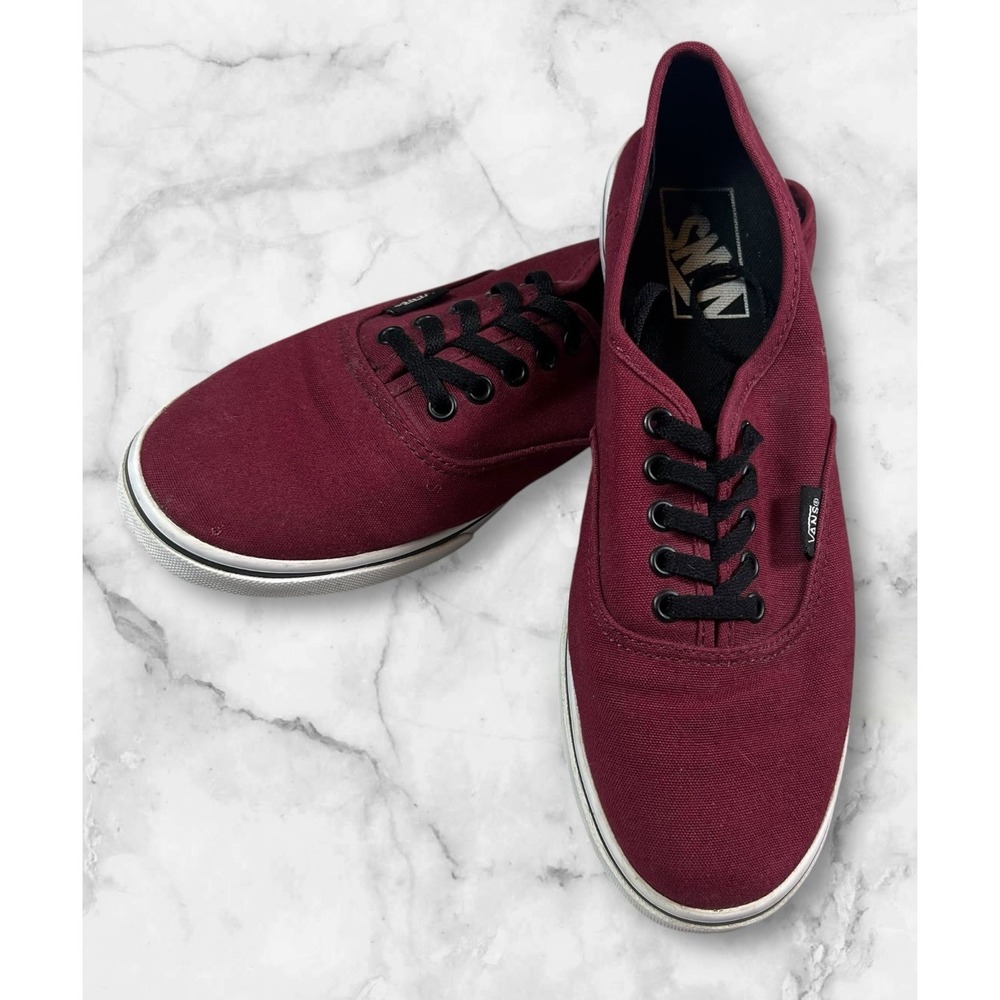 Vans Canvas Lace Up Sneakers Womens 8 Burgundy Skateboard Casual Comfort Shoes